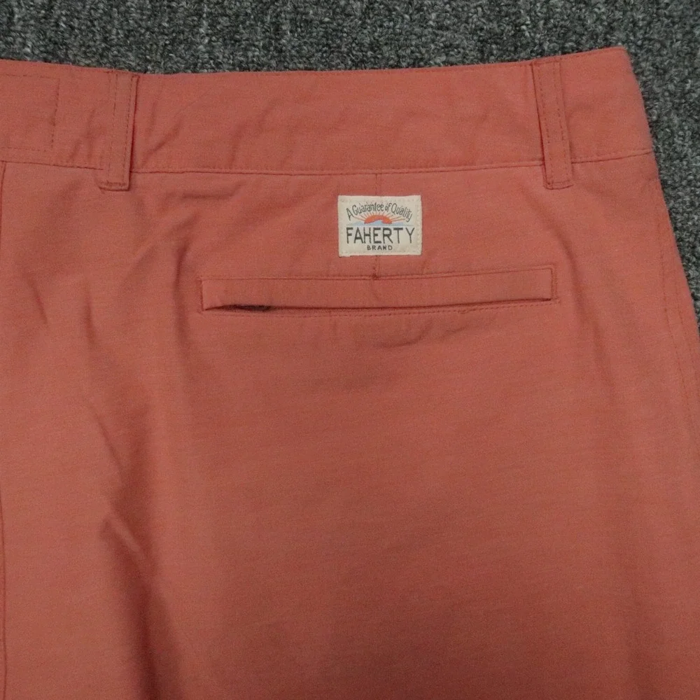 Faherty Shorts Mens 38 Orange Red‎ All Day Chino Stretch Zip Pocket Lightweight